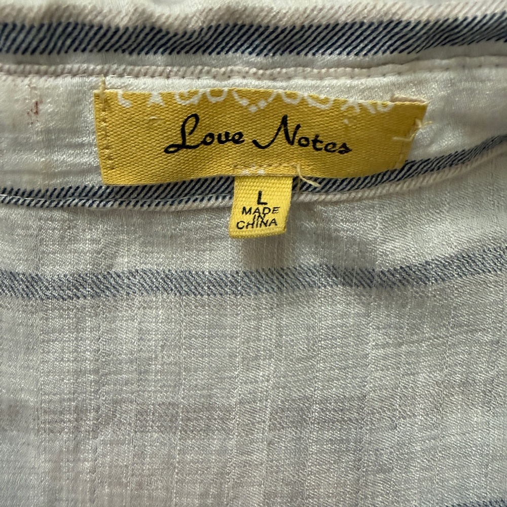 Love Notes Neutral Striped Button-Down Shirt - Lo… - image 5